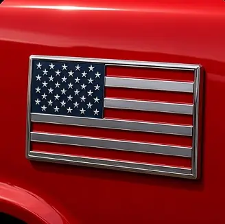 Example concept image: chrome flag emblem, rendered in the site style