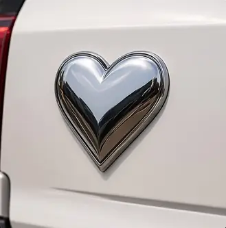 Example concept image: chrome heart emblem, rendered in the site style