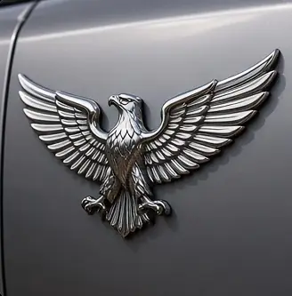 Example concept image: chrome eagle emblem, rendered in the site style