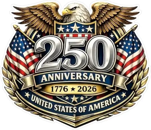 America 250th anniversary eagle and flag sticker